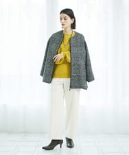 PHJAD31630 GEORGES RECH(小さいサイズ)(メゾン ドゥ サンク) シルクウールグレンチェックポンチョジャケット ブラック