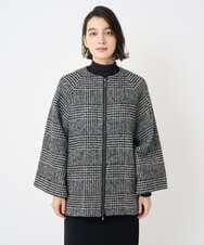 PHJAD31630 GEORGES RECH(小さいサイズ)(メゾン ドゥ サンク) シルクウールグレンチェックポンチョジャケット ブラック