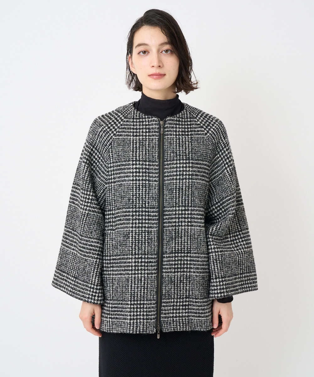 PHJAD31630 GEORGES RECH(小さいサイズ)(メゾン ドゥ サンク) シルクウールグレンチェックポンチョジャケット ブラック