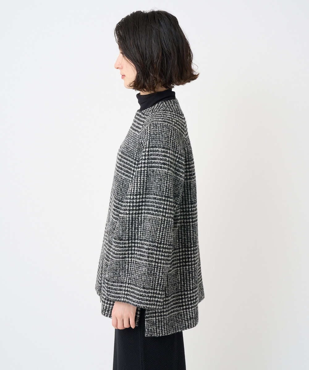 PHJAD31630 GEORGES RECH(小さいサイズ)(メゾン ドゥ サンク) シルクウールグレンチェックポンチョジャケット ブラック