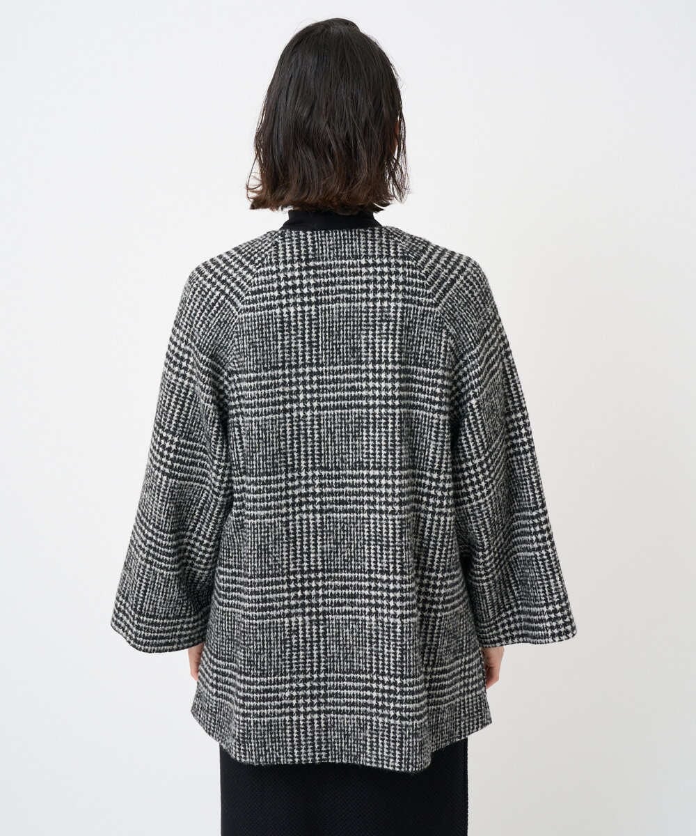 PHJAD31630 GEORGES RECH(小さいサイズ)(メゾン ドゥ サンク) シルクウールグレンチェックポンチョジャケット ブラック