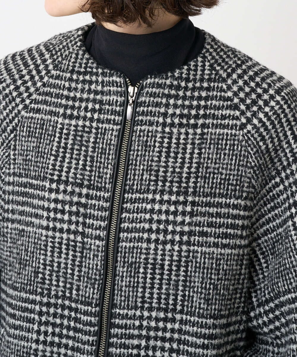 PHJAD31630 GEORGES RECH(小さいサイズ)(メゾン ドゥ サンク) シルクウールグレンチェックポンチョジャケット ブラック