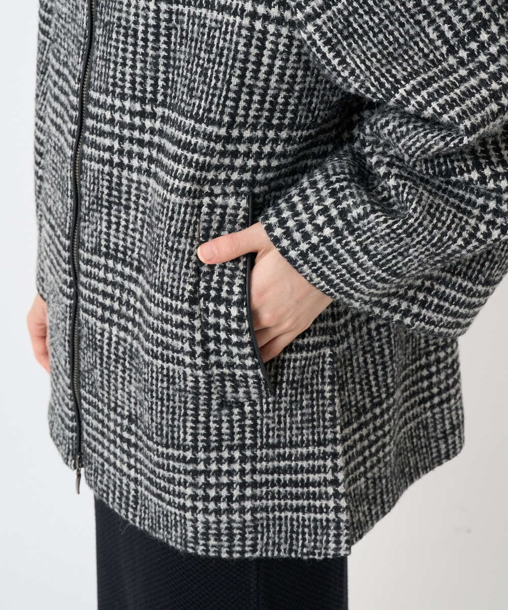 PHJAD31630 GEORGES RECH(小さいサイズ)(メゾン ドゥ サンク) シルクウールグレンチェックポンチョジャケット ブラック