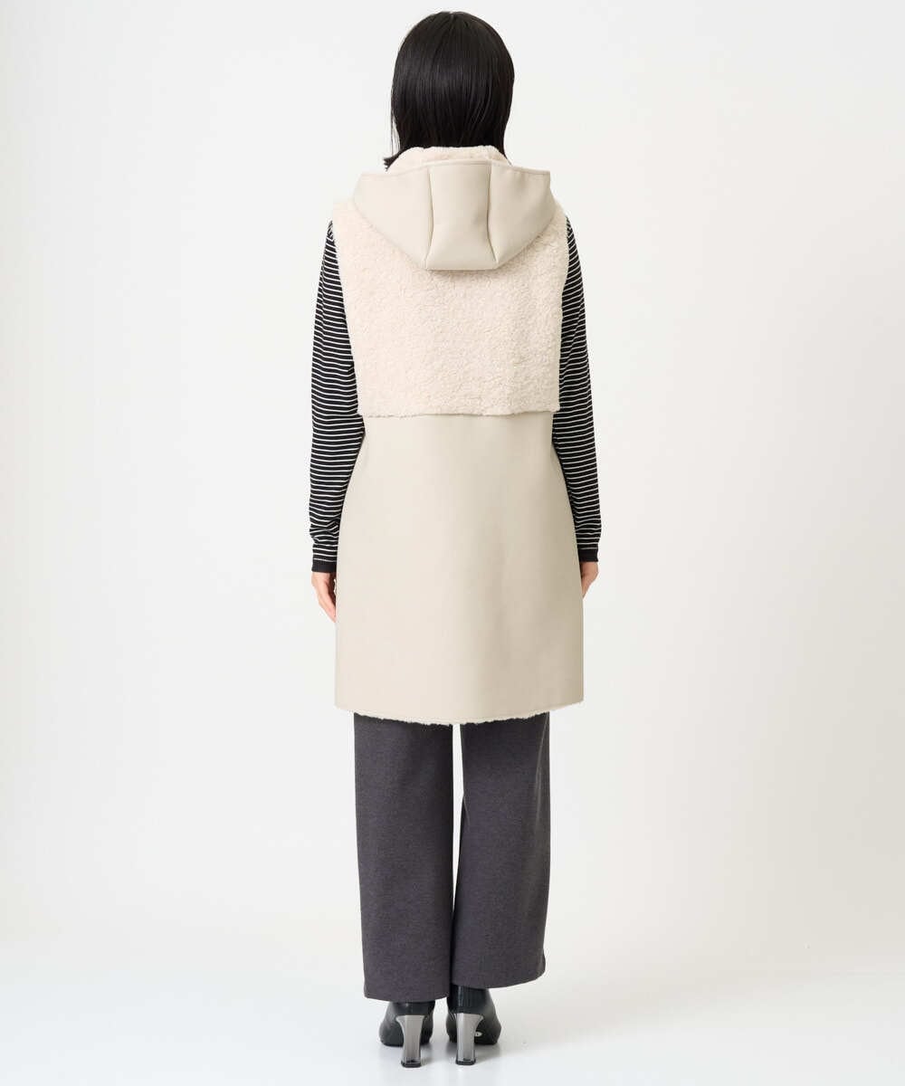 PHJAG10430 GEORGES RECH(小さいサイズ)(メゾン ドゥ サンク) エコムートンジップアップロングジレ ベージュ