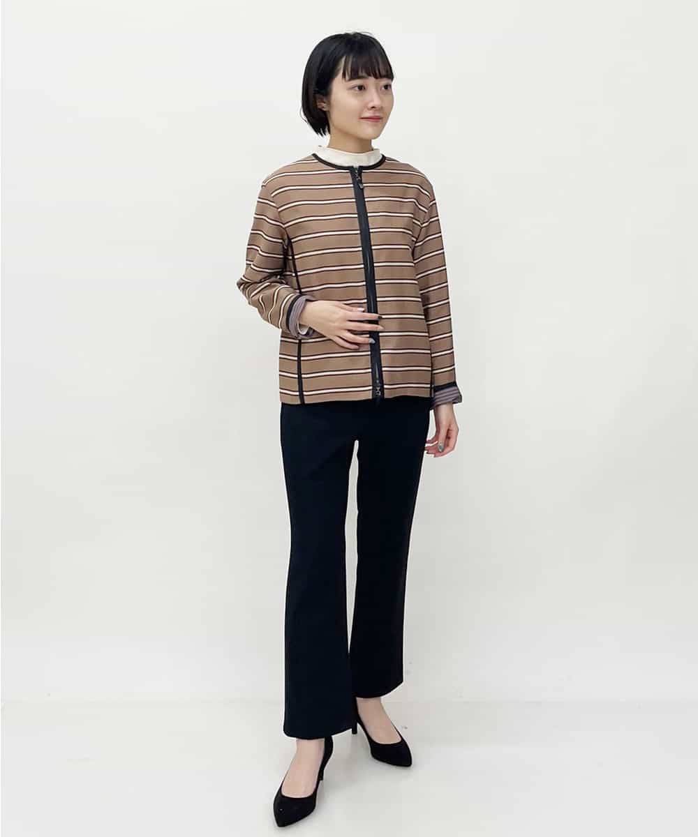 PHJEP41360 GEORGES RECH(小さいサイズ)(メゾン ドゥ サンク) ノーカラーボーダージャケット ベージュ系