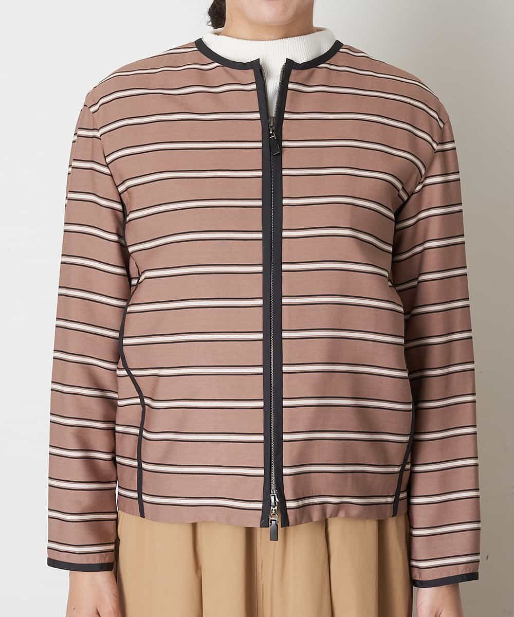 PHJEP41360 GEORGES RECH(小さいサイズ)(メゾン ドゥ サンク) ノーカラーボーダージャケット ベージュ系