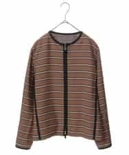 PHJEP41360 GEORGES RECH(小さいサイズ)(メゾン ドゥ サンク) ノーカラーボーダージャケット ベージュ系