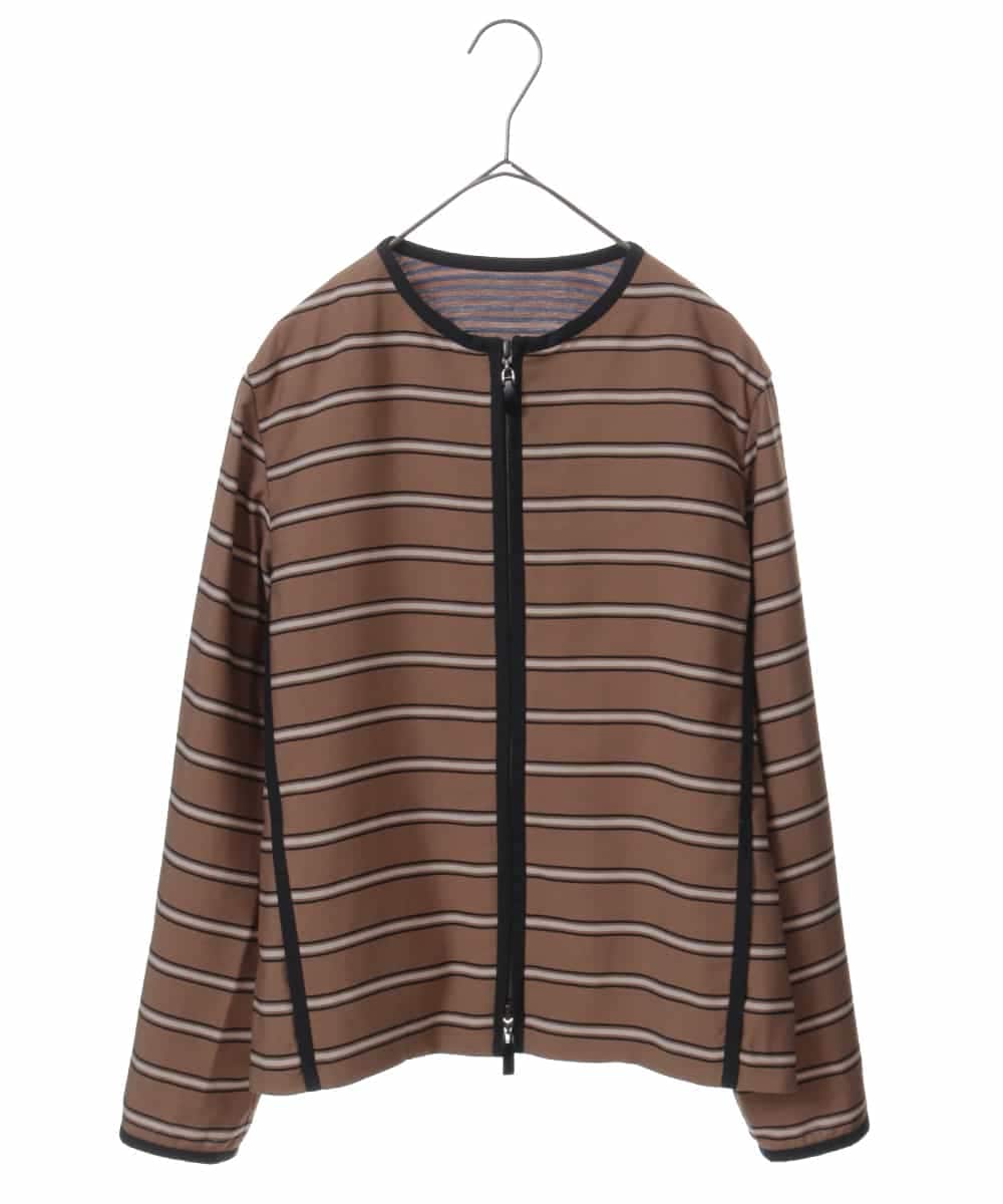 PHJEP41360 GEORGES RECH(小さいサイズ)(メゾン ドゥ サンク) ノーカラーボーダージャケット ベージュ系