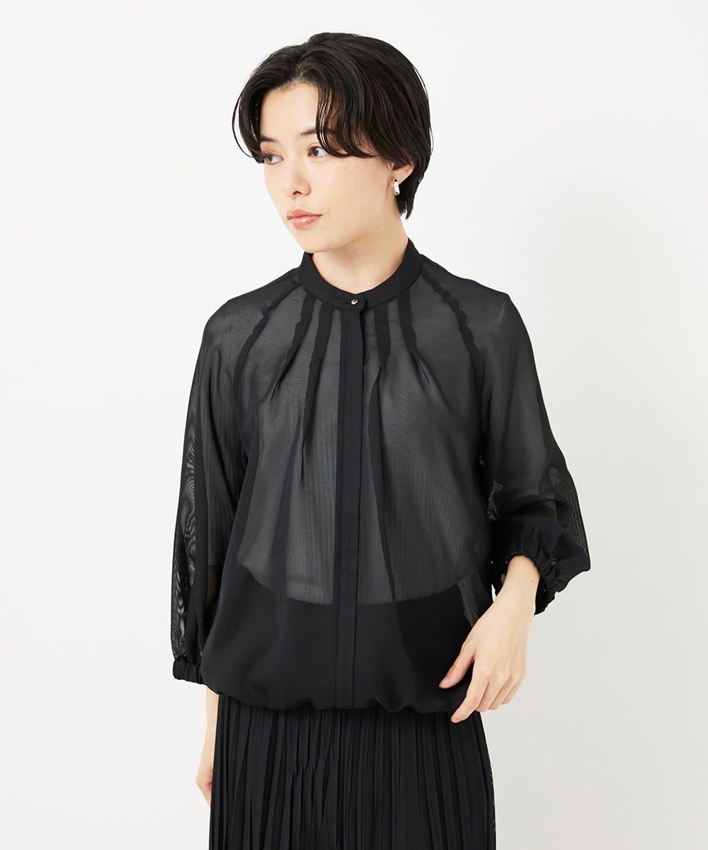PHJGA40360 GEORGES RECH(小さいサイズ)(メゾン ドゥ サンク) シアーノーカラージャケット ブラック