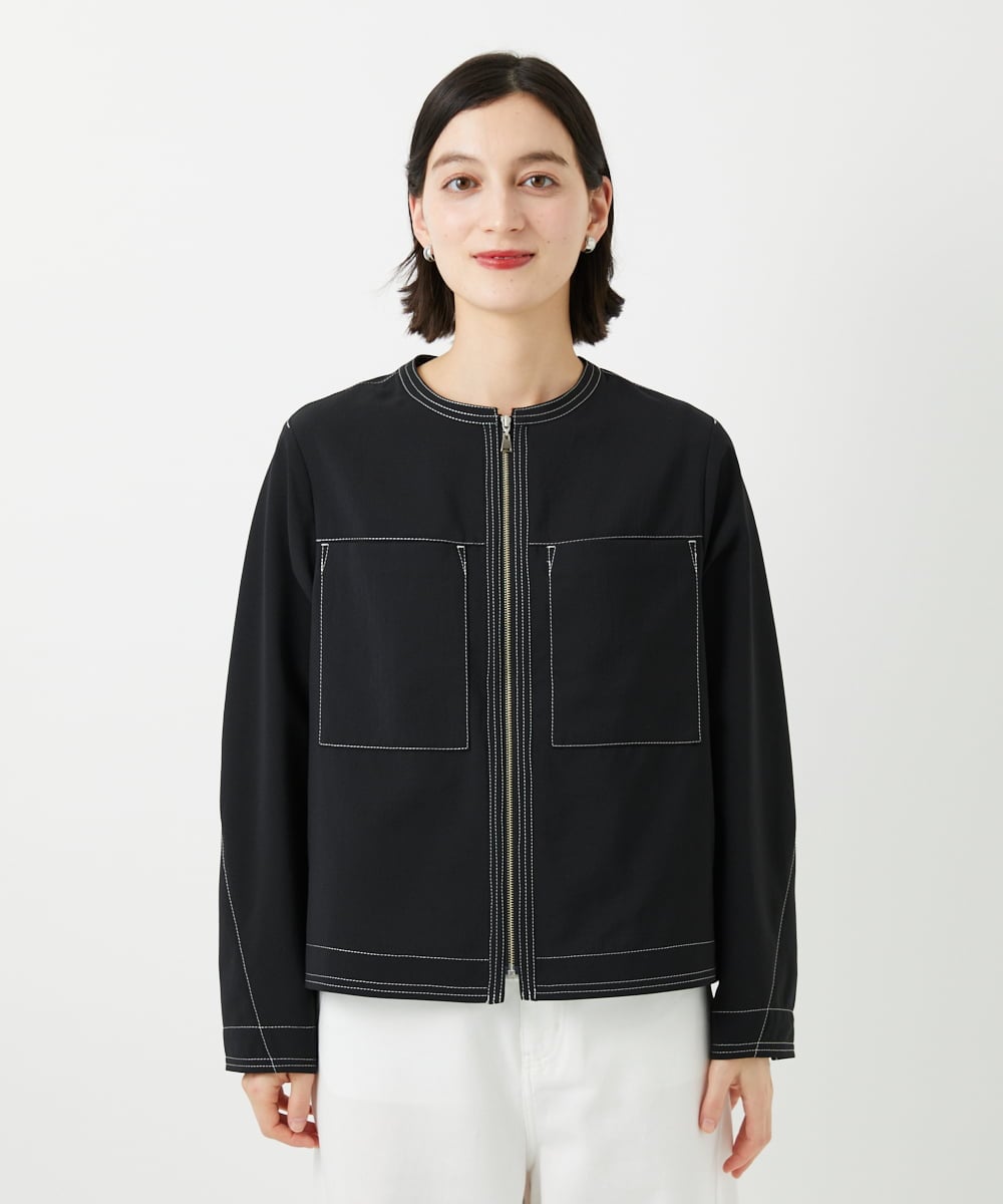 PHJGD12360 GEORGES RECH(小さいサイズ)(メゾン ドゥ サンク)  [セットアップ対応]ノーカラージップジャケット ブラック