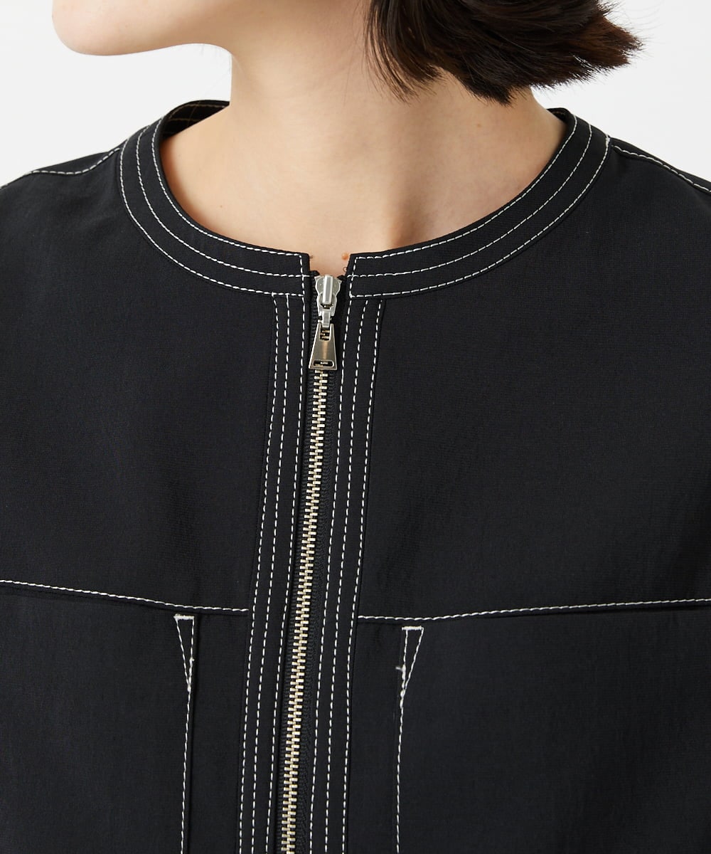 PHJGD12360 GEORGES RECH(小さいサイズ)(メゾン ドゥ サンク)  [セットアップ対応]ノーカラージップジャケット ブラック