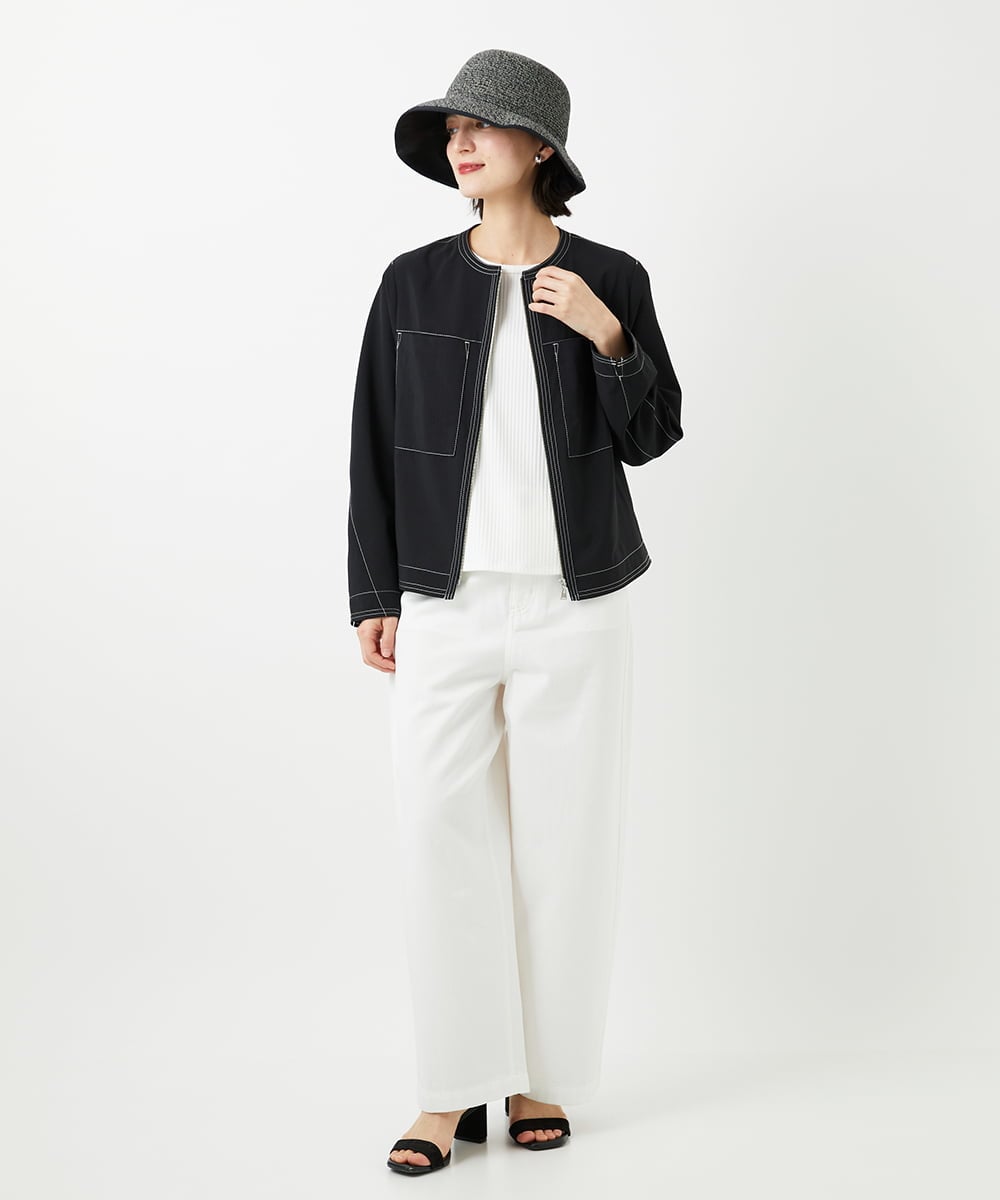 PHJGD12360 GEORGES RECH(小さいサイズ)(メゾン ドゥ サンク)  [セットアップ対応]ノーカラージップジャケット ブラック