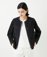 PHJGD12360 GEORGES RECH(小さいサイズ)(メゾン ドゥ サンク)  [セットアップ対応]ノーカラージップジャケット ブラック