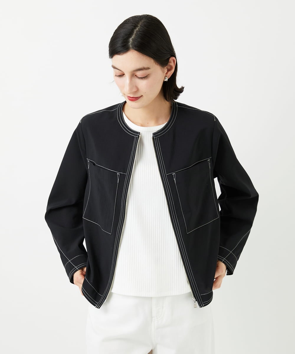 PHJGD12360 GEORGES RECH(小さいサイズ)(メゾン ドゥ サンク)  [セットアップ対応]ノーカラージップジャケット ブラック