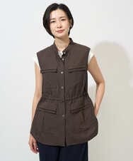 PHJGD30360 GEORGES RECH(小さいサイズ)(メゾン ドゥ サンク) リネン混サファリベスト ブラウン