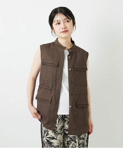 PHJGD30360 GEORGES RECH(小さいサイズ) リネン混サファリベスト