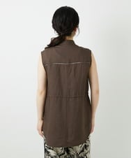 PHJGD30360 GEORGES RECH(小さいサイズ)(メゾン ドゥ サンク) リネン混サファリベスト ブラウン