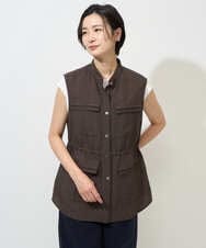 PHJGD30360 GEORGES RECH(小さいサイズ)(メゾン ドゥ サンク) リネン混サファリベスト ブラウン