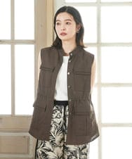 PHJGD30360 GEORGES RECH(小さいサイズ)(メゾン ドゥ サンク) リネン混サファリベスト ブラウン