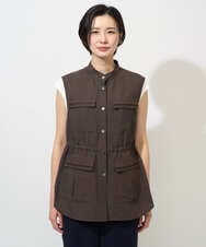 PHJGD30360 GEORGES RECH(小さいサイズ)(メゾン ドゥ サンク) リネン混サファリベスト ブラウン