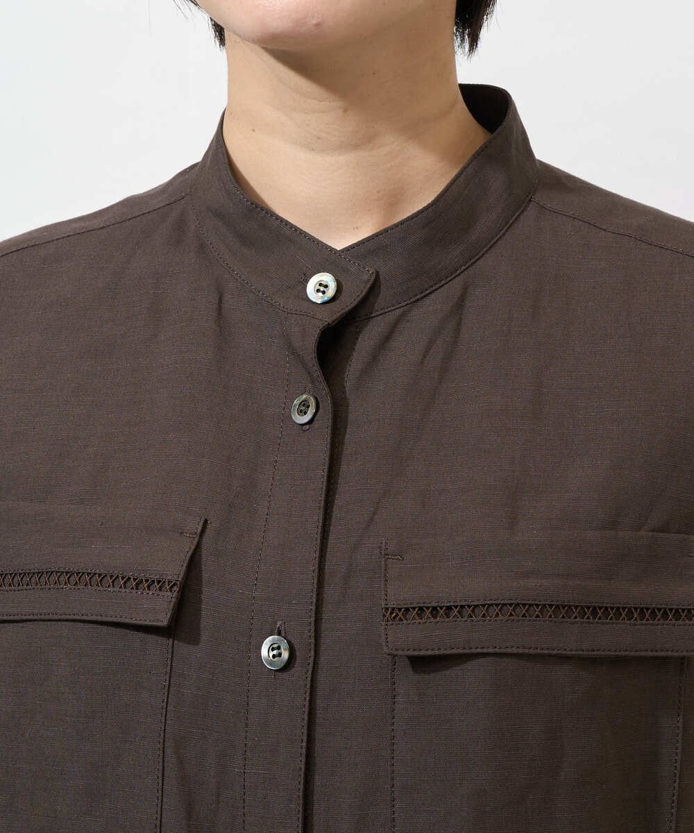 PHJGD30360 GEORGES RECH(小さいサイズ)(メゾン ドゥ サンク) リネン混サファリベスト ブラウン