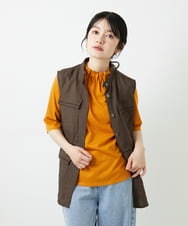 PHJGD30360 GEORGES RECH(小さいサイズ)(メゾン ドゥ サンク) リネン混サファリベスト ブラウン