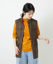 PHJGD30360 GEORGES RECH(小さいサイズ)(メゾン ドゥ サンク) リネン混サファリベスト ブラウン
