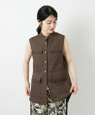 PHJGD30360 GEORGES RECH(小さいサイズ)(メゾン ドゥ サンク) リネン混サファリベスト ブラウン