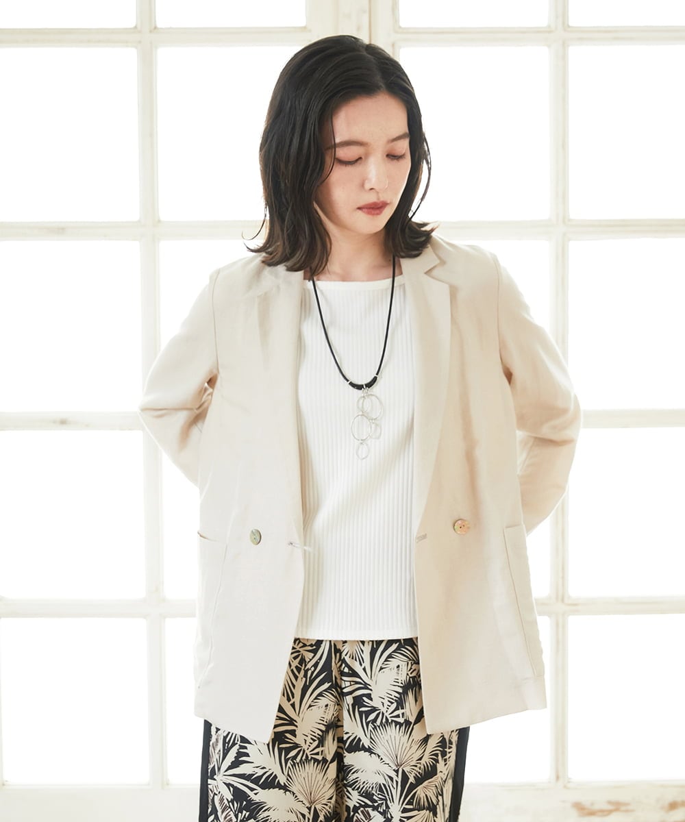 PHJGD31390 GEORGES RECH(小さいサイズ)(メゾン ドゥ サンク)  [セットアップ対応]フレンチリネンテーラードジャケット ベージュ