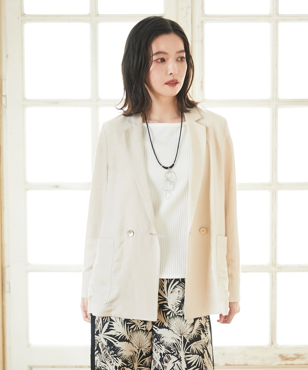 PHJGD31390 GEORGES RECH(小さいサイズ)(メゾン ドゥ サンク)  [セットアップ対応]フレンチリネンテーラードジャケット ベージュ