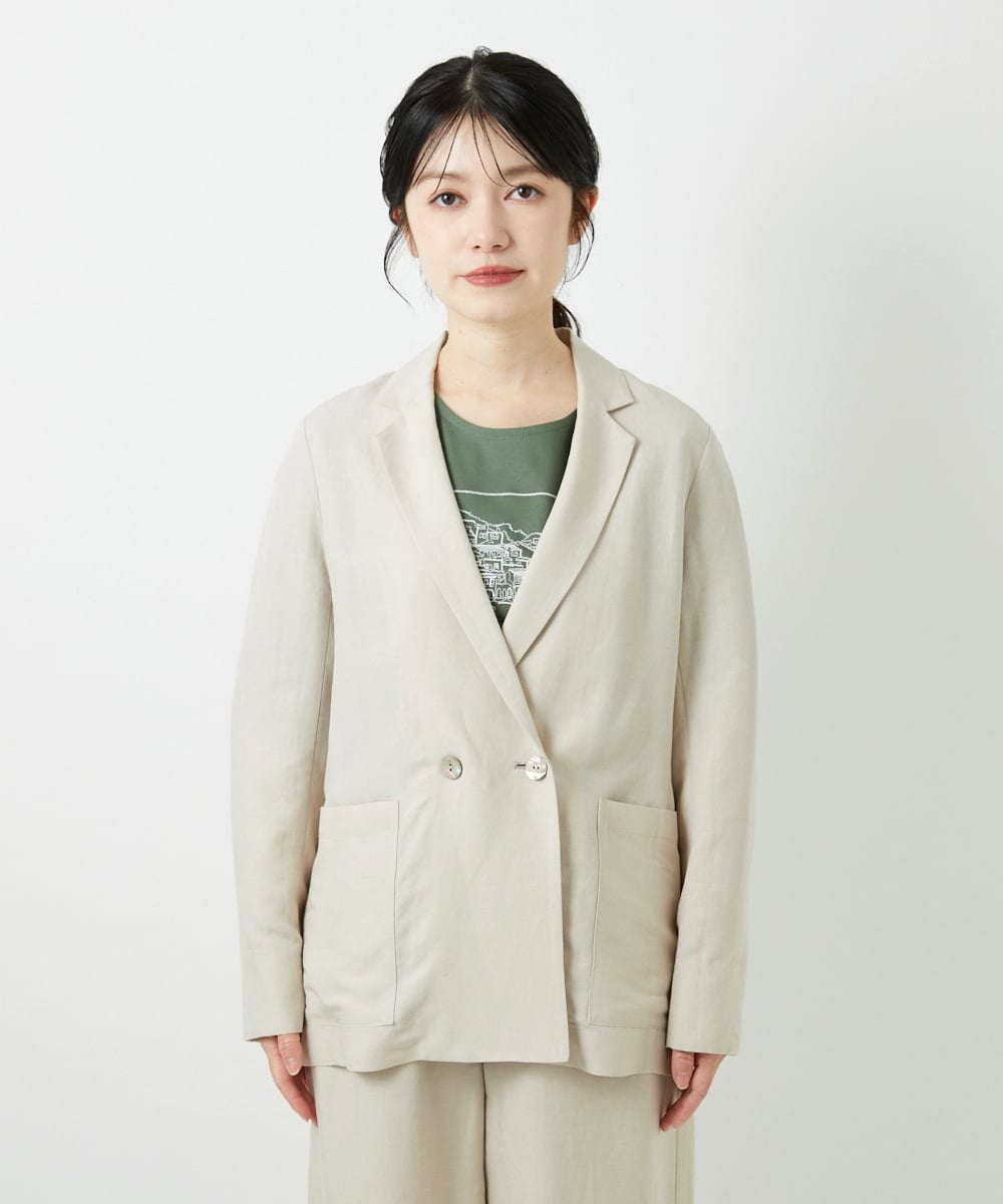 PHJGD31390 GEORGES RECH(小さいサイズ)(メゾン ドゥ サンク)  [セットアップ対応]フレンチリネンテーラードジャケット ブラウン