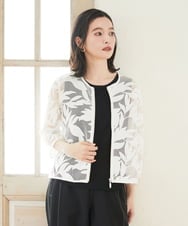 PHJGD37330 GEORGES RECH(小さいサイズ)(メゾン ドゥ サンク) メッシュアップリケノーカラージャケット ホワイト