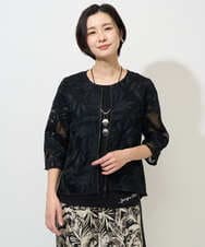 PHJGD37330 GEORGES RECH(小さいサイズ)(メゾン ドゥ サンク) メッシュアップリケノーカラージャケット ブラック