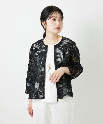 PHJGD37330 GEORGES RECH(小さいサイズ) メッシュアップリケノーカラージャケット