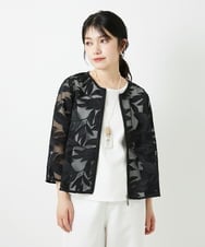 PHJGD37330 GEORGES RECH(小さいサイズ)(メゾン ドゥ サンク) メッシュアップリケノーカラージャケット ブラック