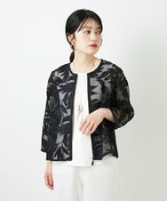 PHJGD37330 GEORGES RECH(小さいサイズ)(メゾン ドゥ サンク) メッシュアップリケノーカラージャケット ブラック