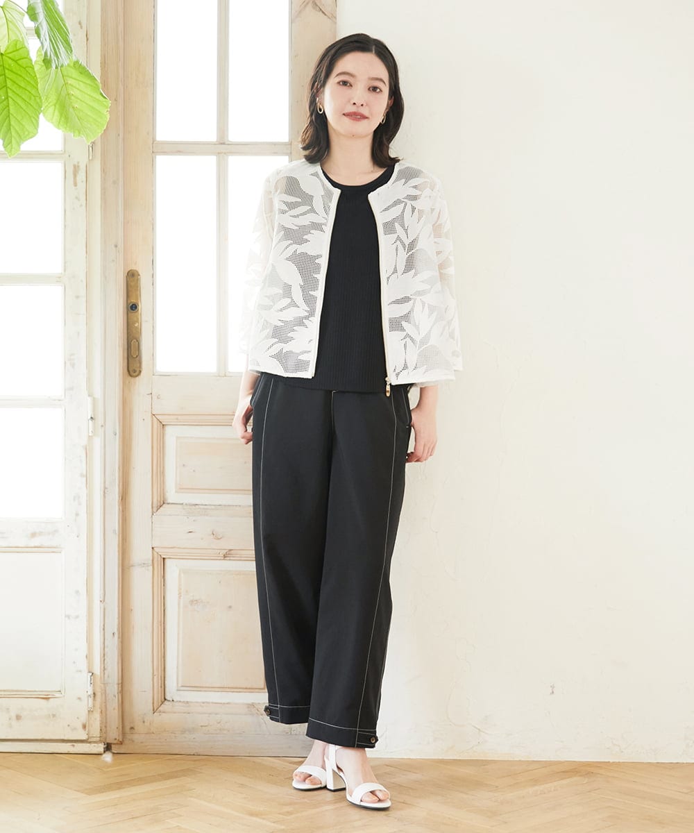 PHJGD37330 GEORGES RECH(小さいサイズ)(メゾン ドゥ サンク) メッシュアップリケノーカラージャケット ブラック