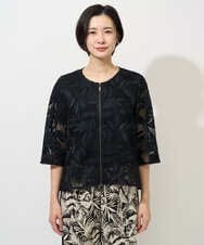 PHJGD37330 GEORGES RECH(小さいサイズ)(メゾン ドゥ サンク) メッシュアップリケノーカラージャケット ブラック