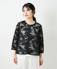 PHJGD37330 GEORGES RECH(小さいサイズ)(メゾン ドゥ サンク) メッシュアップリケノーカラージャケット ブラック