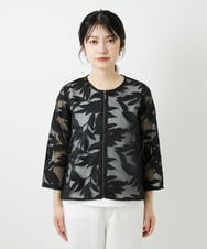 PHJGD37330 GEORGES RECH(小さいサイズ)(メゾン ドゥ サンク) メッシュアップリケノーカラージャケット ブラック