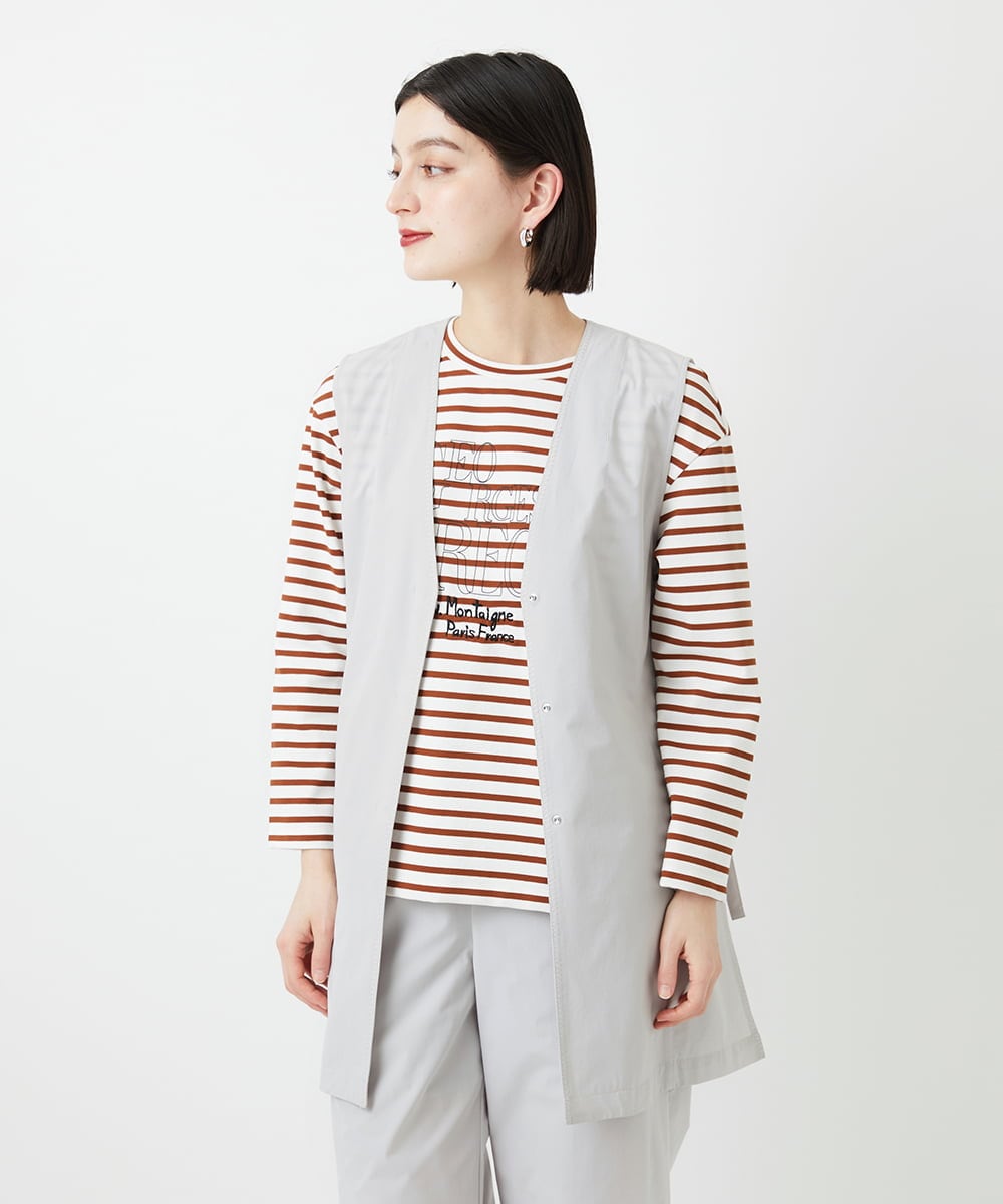 PHJGE40330 GEORGES RECH(小さいサイズ)(メゾン ドゥ サンク)  [セットアップ対応]4WAYタフタロングジレ ライトグレー