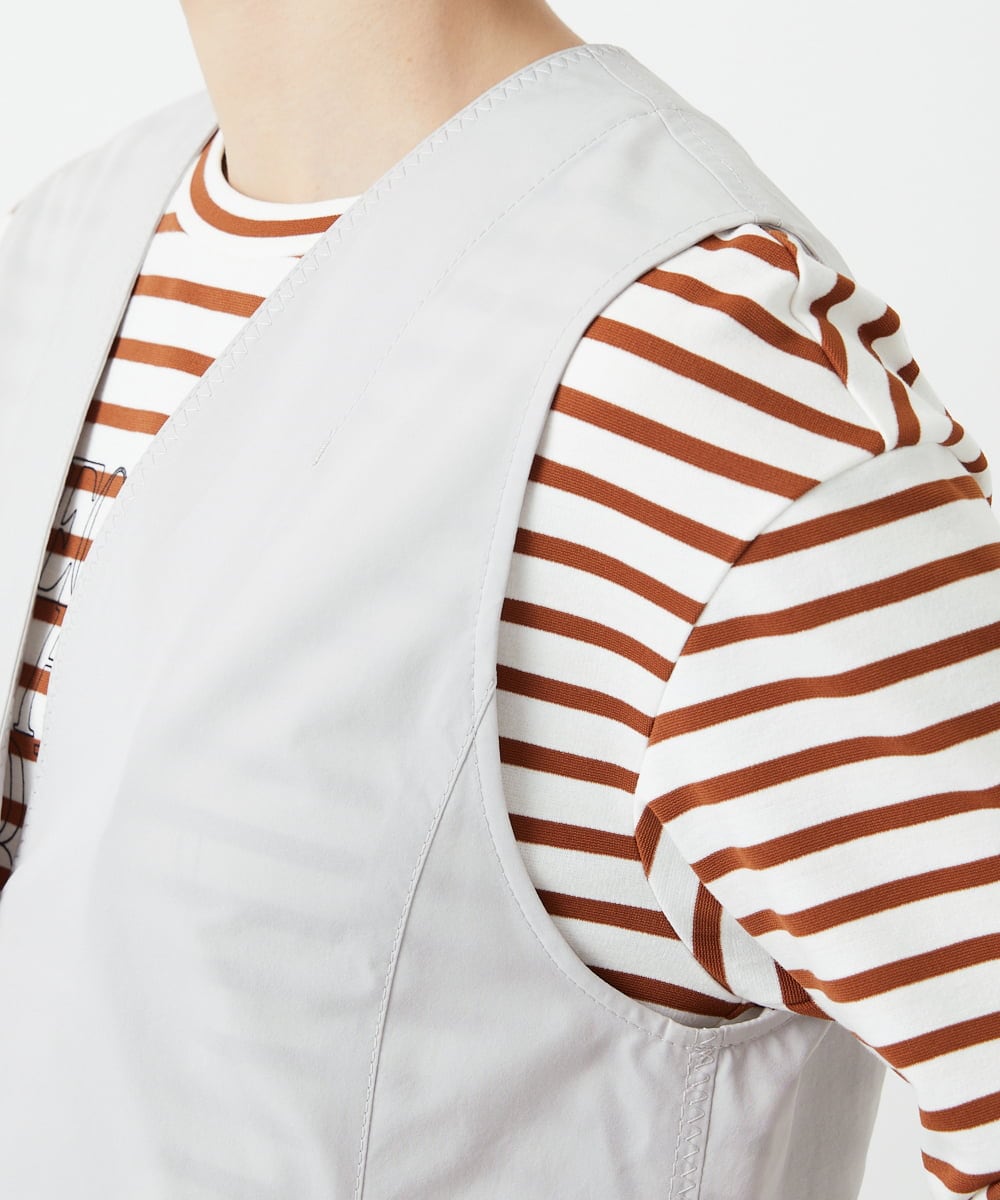 PHJGE40330 GEORGES RECH(小さいサイズ)(メゾン ドゥ サンク)  [セットアップ対応]4WAYタフタロングジレ ライトグレー