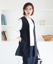 PHJGE40330 GEORGES RECH(小さいサイズ)(メゾン ドゥ サンク)  [セットアップ対応]4WAYタフタロングジレ ライトグレー