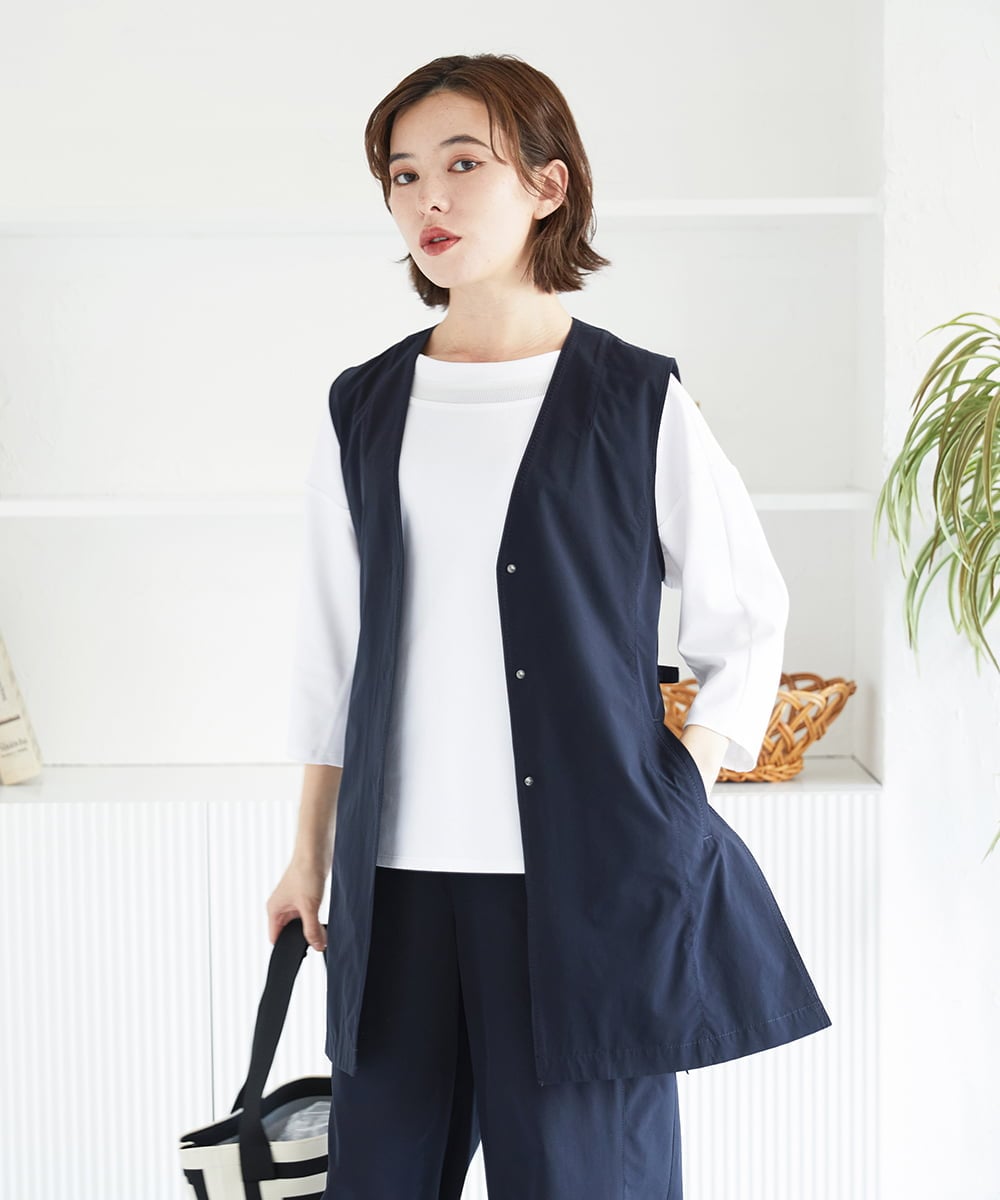 PHJGE40330 GEORGES RECH(小さいサイズ)(メゾン ドゥ サンク)  [セットアップ対応]4WAYタフタロングジレ ライトグレー