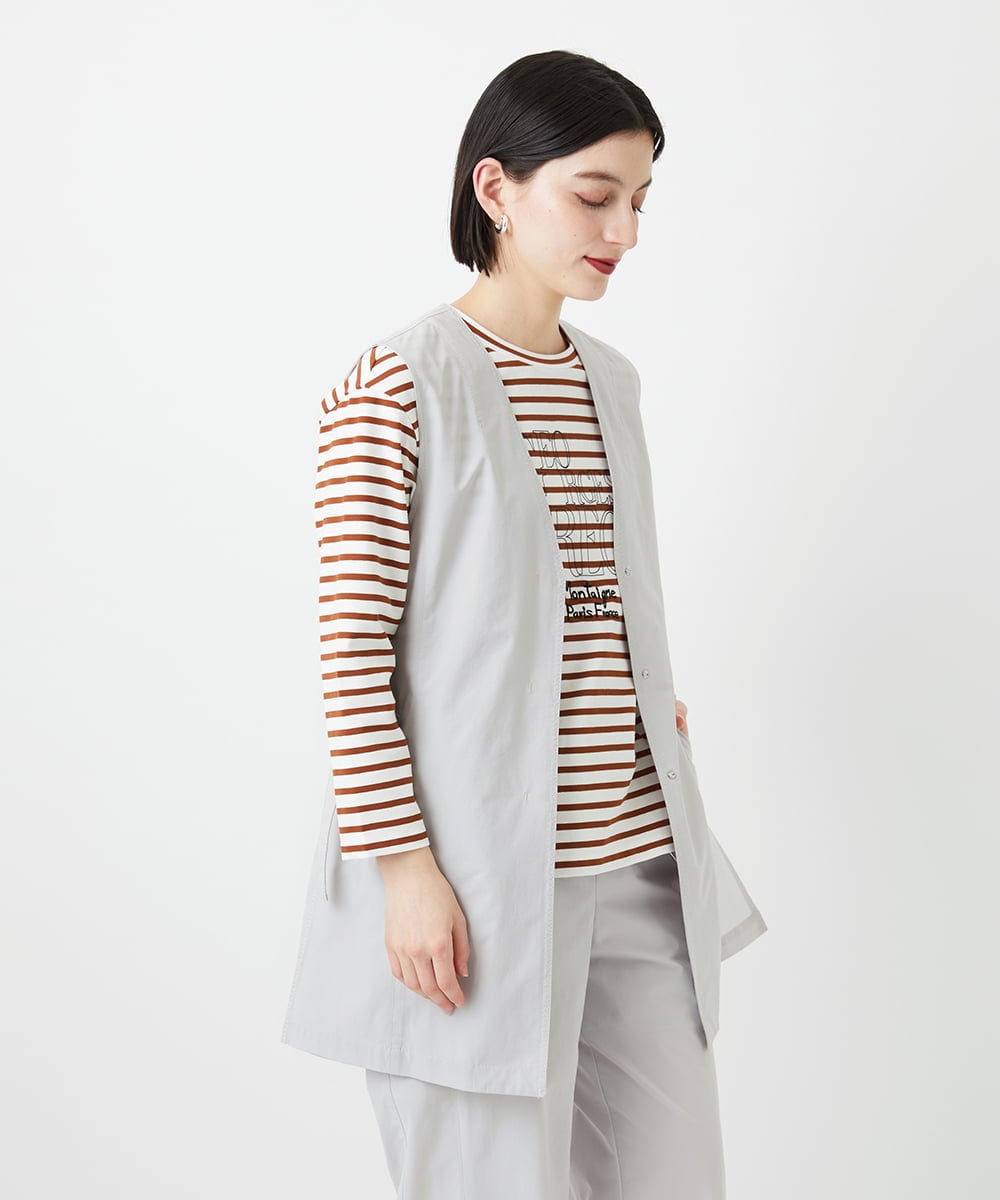 PHJGE40330 GEORGES RECH(小さいサイズ)(メゾン ドゥ サンク)  [セットアップ対応]4WAYタフタロングジレ ライトグレー