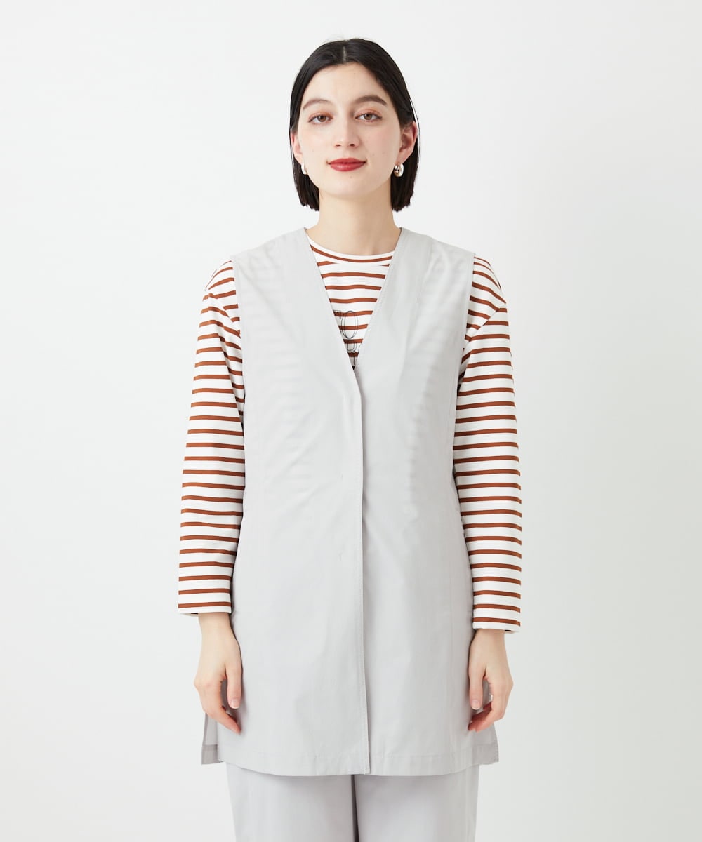 PHJGE40330 GEORGES RECH(小さいサイズ)(メゾン ドゥ サンク)  [セットアップ対応]4WAYタフタロングジレ ライトグレー