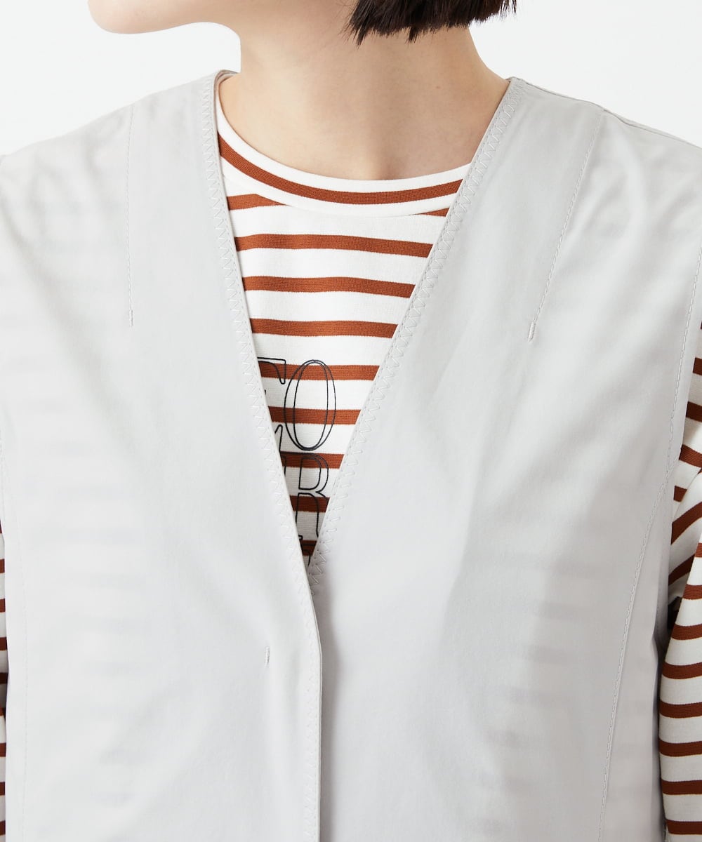 PHJGE40330 GEORGES RECH(小さいサイズ)(メゾン ドゥ サンク)  [セットアップ対応]4WAYタフタロングジレ ライトグレー