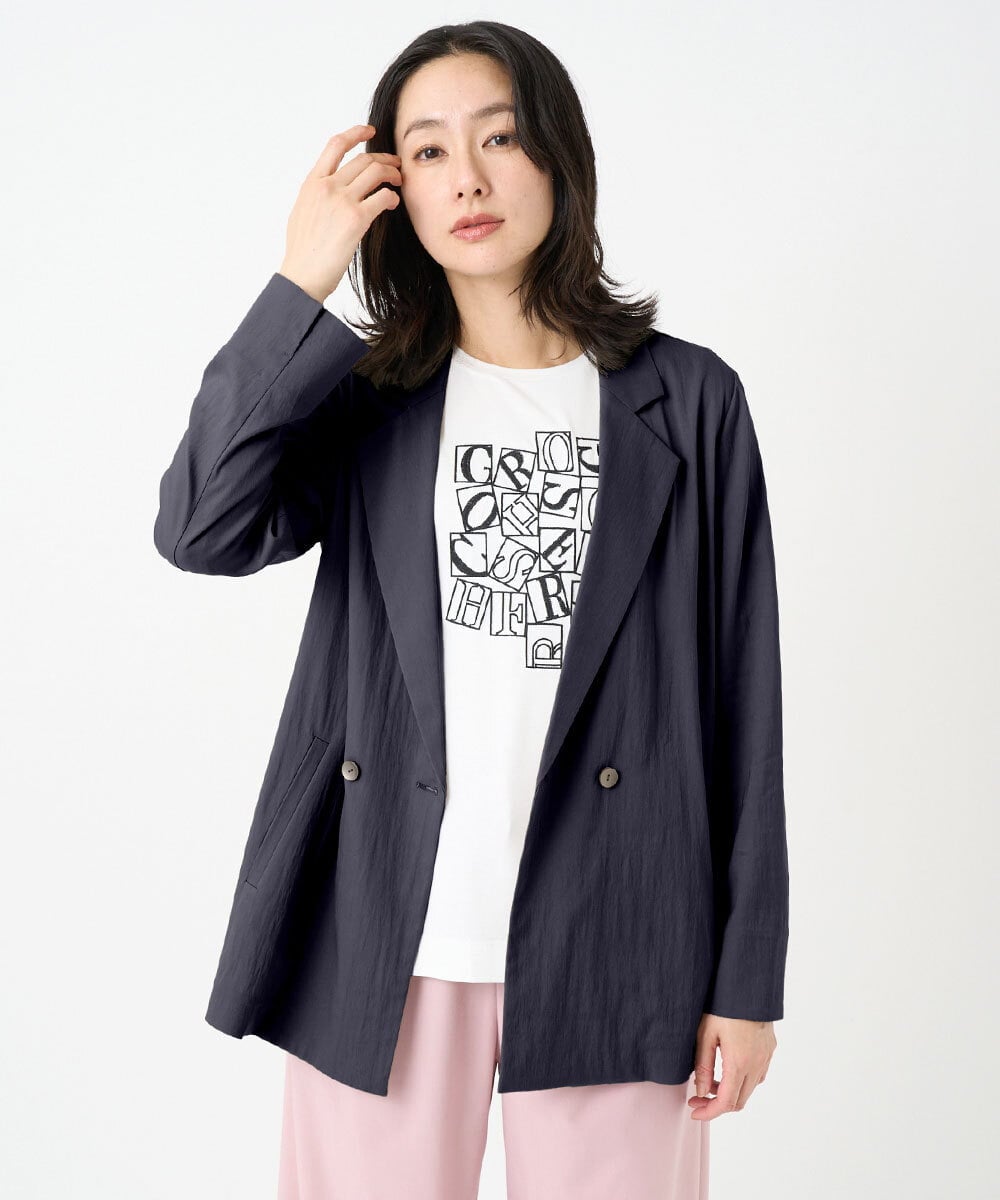 PHJGE47390 GEORGES RECH(小さいサイズ)(メゾン ドゥ サンク) ダブルブレストテーラードジャケット ネイビー