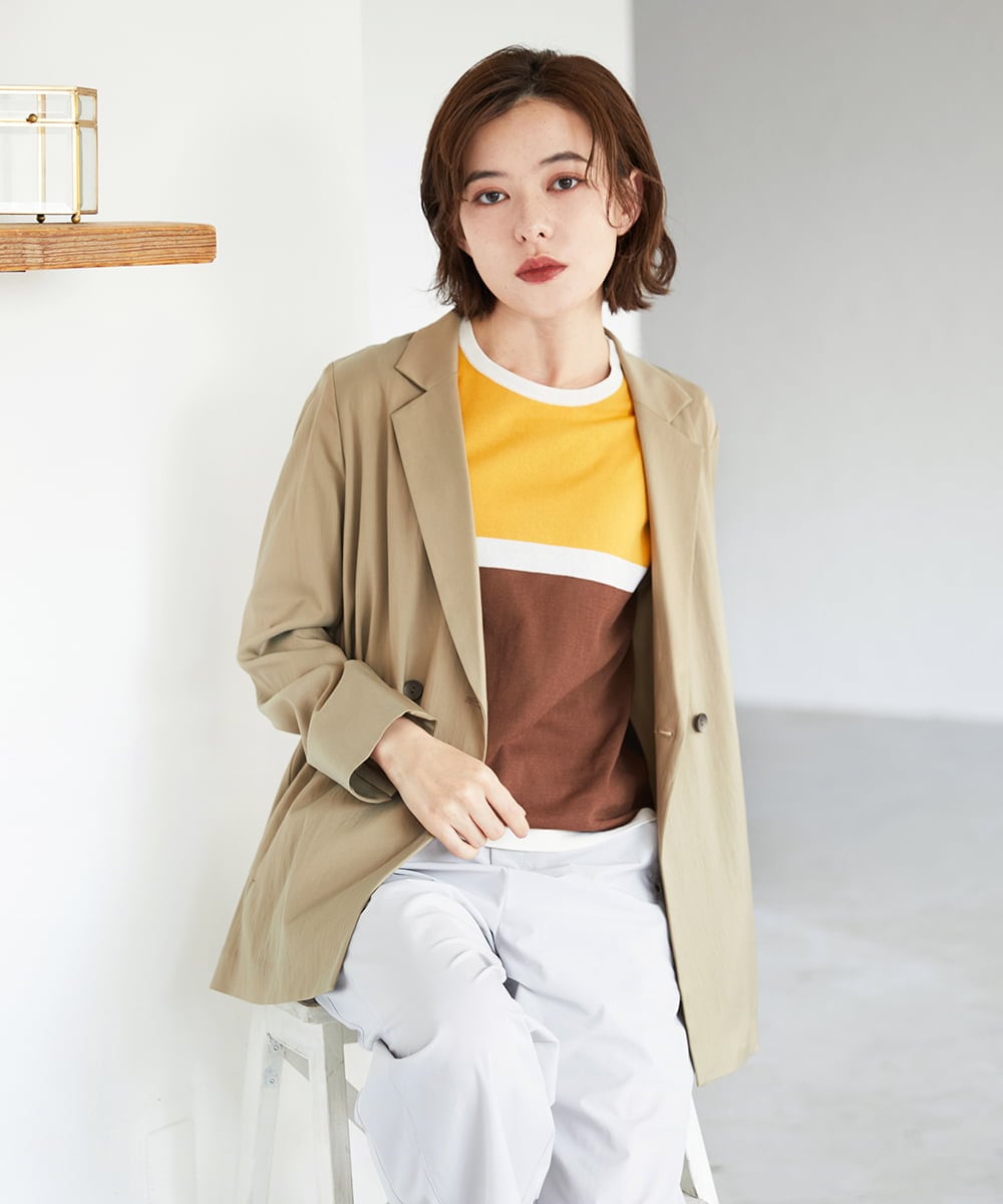 PHJGE47390 GEORGES RECH(小さいサイズ)(メゾン ドゥ サンク) ダブルブレストテーラードジャケット ベージュ