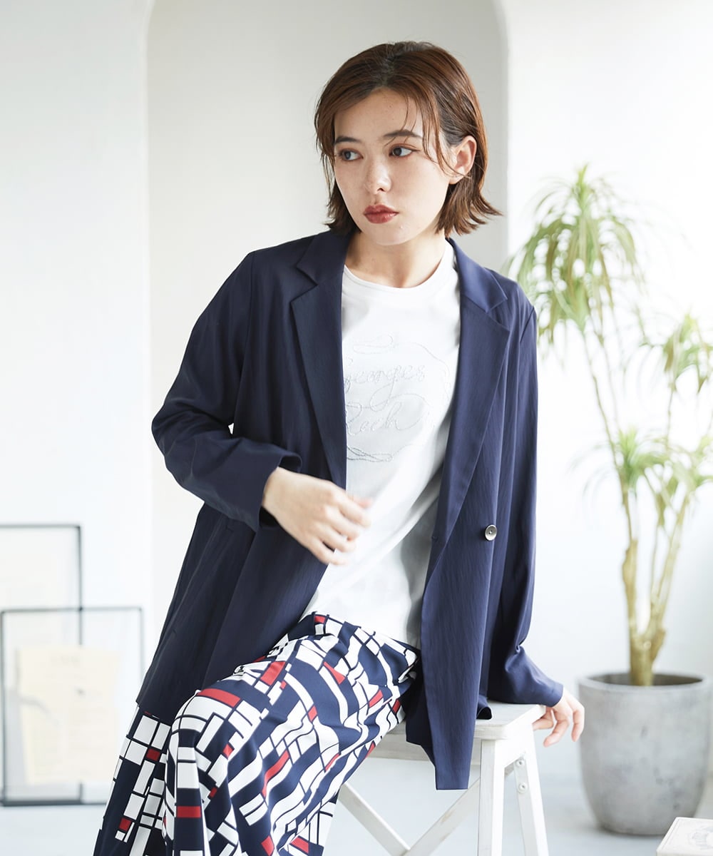 PHJGE47390 GEORGES RECH(小さいサイズ)(メゾン ドゥ サンク) ダブルブレストテーラードジャケット ベージュ